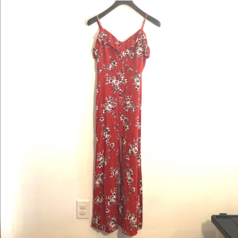 [Crystal Doll] Red Floral Maxi Dress - Size Small